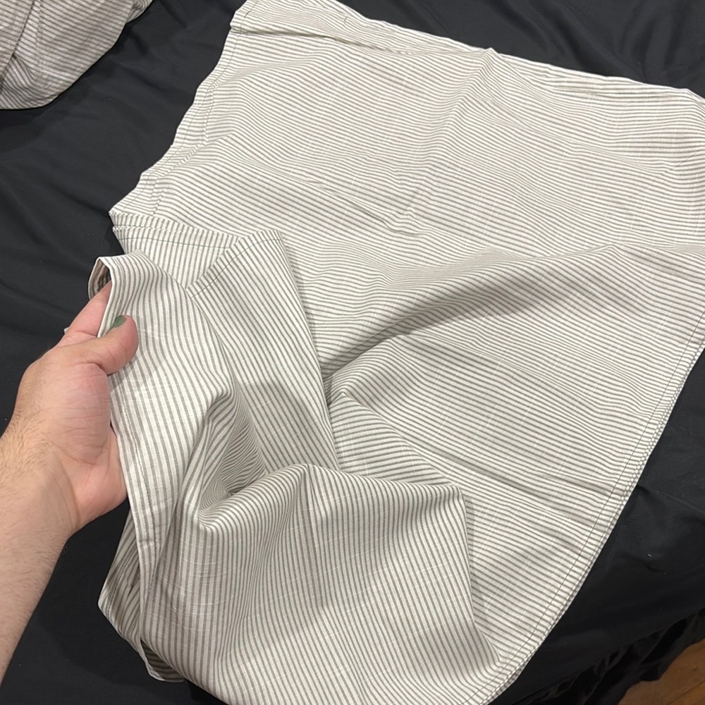 IKEA King Pillowcase Set in Striped White and Gray Color